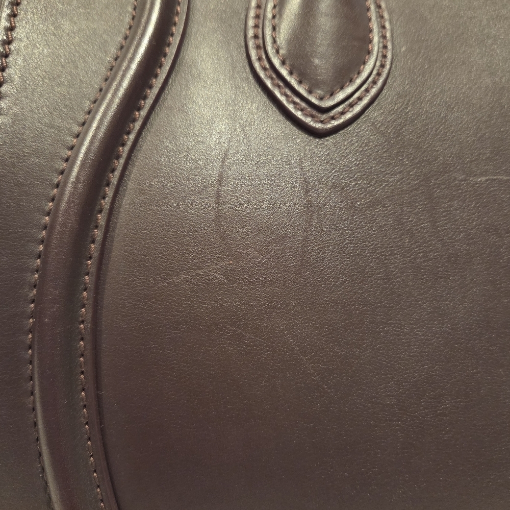 Celine Mini Luggage (Largest Size) Burgundy Calfskin Leather Tote Bag - Picture 5 of 9